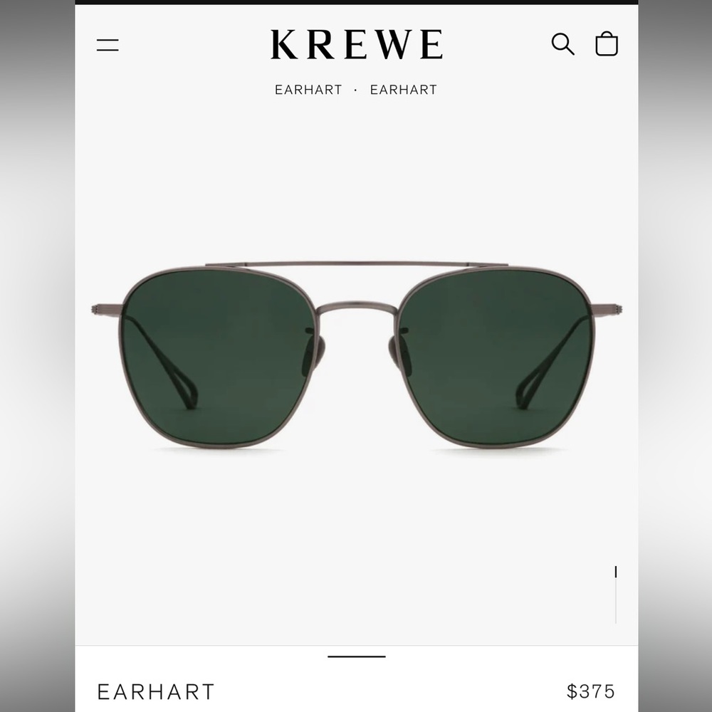 Krewe Earhart Matte Gunmetal Titanium Polarized Sunglasses. Brand New!